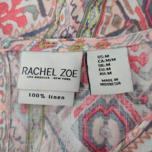 Rachel Zoe‎ LA NY Womens Linen Ikat Print Dress Size M Boho Trapeze Tank - Picture 3 of 3